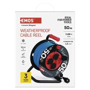 EMOS Kültéri kábeldob 50 m / 4 aljzat / kék / szilikon / 230 V / 1,5 mm2 (P08650W)