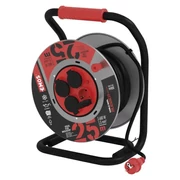 EMOS Kültéri fém kábeldob 25 m / 4 aljzat / fekete / gumi-neoprén / 230V / 1,5 mm2
