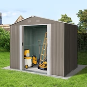 Riwall PRO RMSA 6X8 Barna fém kerti tároló 2,4x1,7 m, nyeregtetővel (SD-X0608-H170C-B)