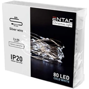Entac Karácsonyi Beltéri Drótfűzér 80 LED CW 4,1m (3xAA) (ECL-S80CW)