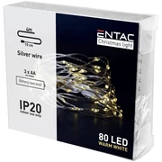 Entac Karácsonyi Beltéri Drótfűzér 80 LED WW 4,1m (3xAA) (ECL-S80WW)