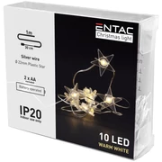 Entac Karácsonyi Beltéri Műanyag fűzér Csillag 10 LED  Meleg fehér 1,3m (ECL-PS-10WW)