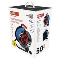 EMOS Kültéri kábeldob 50 m / 4 aljzat / kék / szilikon / 230 V / 1,5 mm2 (P08650W)