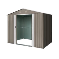 Riwall PRO RMSA 6X8 Barna fém kerti tároló 2,4x1,7 m, nyeregtetővel (SD-X0608-H170C-B)