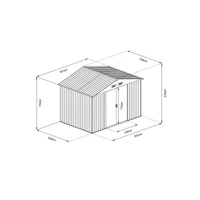 Riwall PRO RMSA 8X10 Antracit fém kerti tároló 3x2,4 m, nyeregtetővel (SD-X0810-H170C-A)