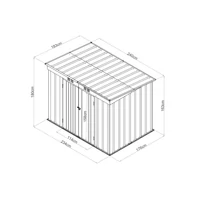 Riwall PRO RMSP 6X8 Barna fém kerti tároló 2,4x1,8 m, lapostetővel (SM-F68K-H158-B)