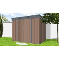 Riwall PRO RMSP 6X8 Barna fém kerti tároló 2,4x1,8 m, lapostetővel (SM-F68K-H158-B)