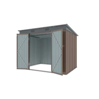 Riwall PRO RMSP 6X8 Barna fém kerti tároló 2,4x1,8 m, lapostetővel (SM-F68K-H158-B)