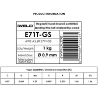 IWELD 0.9 E71 T-GS 1Kg Hegesztő Huzal Porbeles, Gáznélküli (6WWFLXC0901)