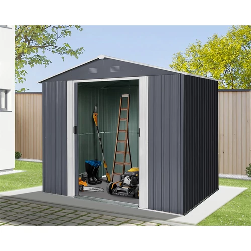 Riwall PRO RMSA 6X8 Antracit fém kerti tároló 2,4x1,7 m, nyeregtetővel (SD-X0608-H170C-A)