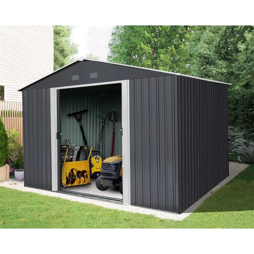Riwall PRO RMSA 8X10 Antracit fém kerti tároló 3x2,4 m, nyeregtetővel (SD-X0810-H170C-A)