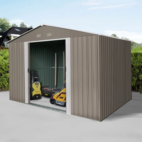 Riwall PRO RMSA 8X10 Barna fém kerti tároló 3x2,4 m, nyeregtetővel (SD-X0810-H170C-B)