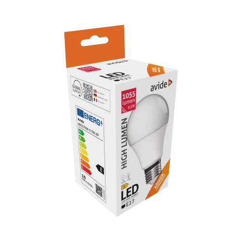 Avide led gömb E27 9.5W, A60, 4000K, natural white, 1055lumen