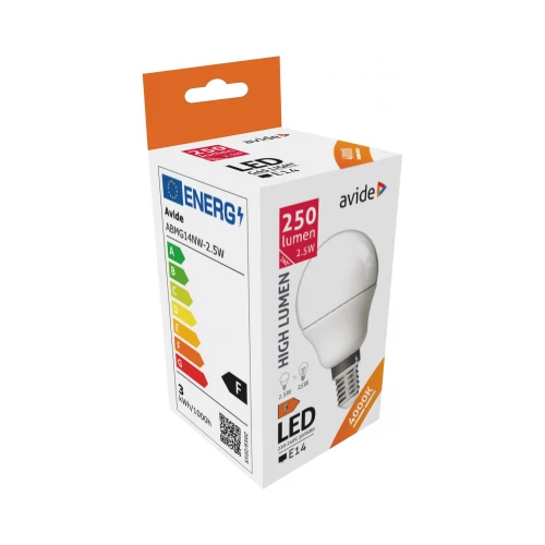 Avide led gömb mini E14 2,5W, G45, 4000K, natural white, 250lumen