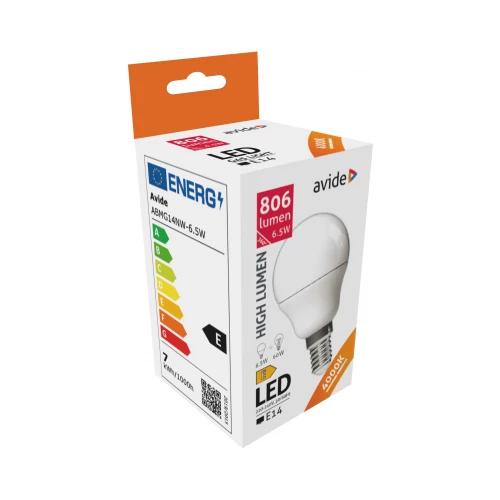 Avide led gömb mini E14 6,5W, G45, 4000K, natural white, 806lumen